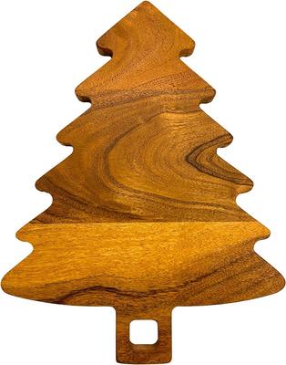 Organic Acacia Wood Chopping Cutting Butcher Block Board for Kitchen, Cheese, Meat, Vegetables, Fruit and Salad (Santa Board 14"L X 12"W)