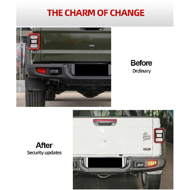 1 Set LED Rear Fog Lamp For Jeep Gladiator 2019 2020 2021 2022 Car Bumper Brake Light Reflector Turn Signal Indicators