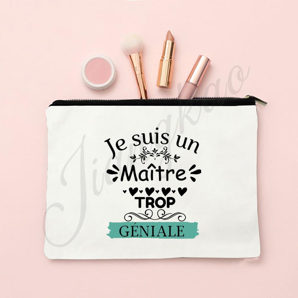 Thank Super Teacher Print Makeup Bag Travel Toiletries Storage Pouch School Pencil Bags Gift for Atsem Avs Aesh Maitress Maitre