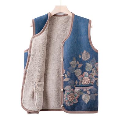 Mamas Herbstkleidung Neuer Stil Plus Samt Weste Mittelalterliche und ältere Strickjacke Verdickte Weste Weiblich Omas Herbstkleidung Pferdeklemme