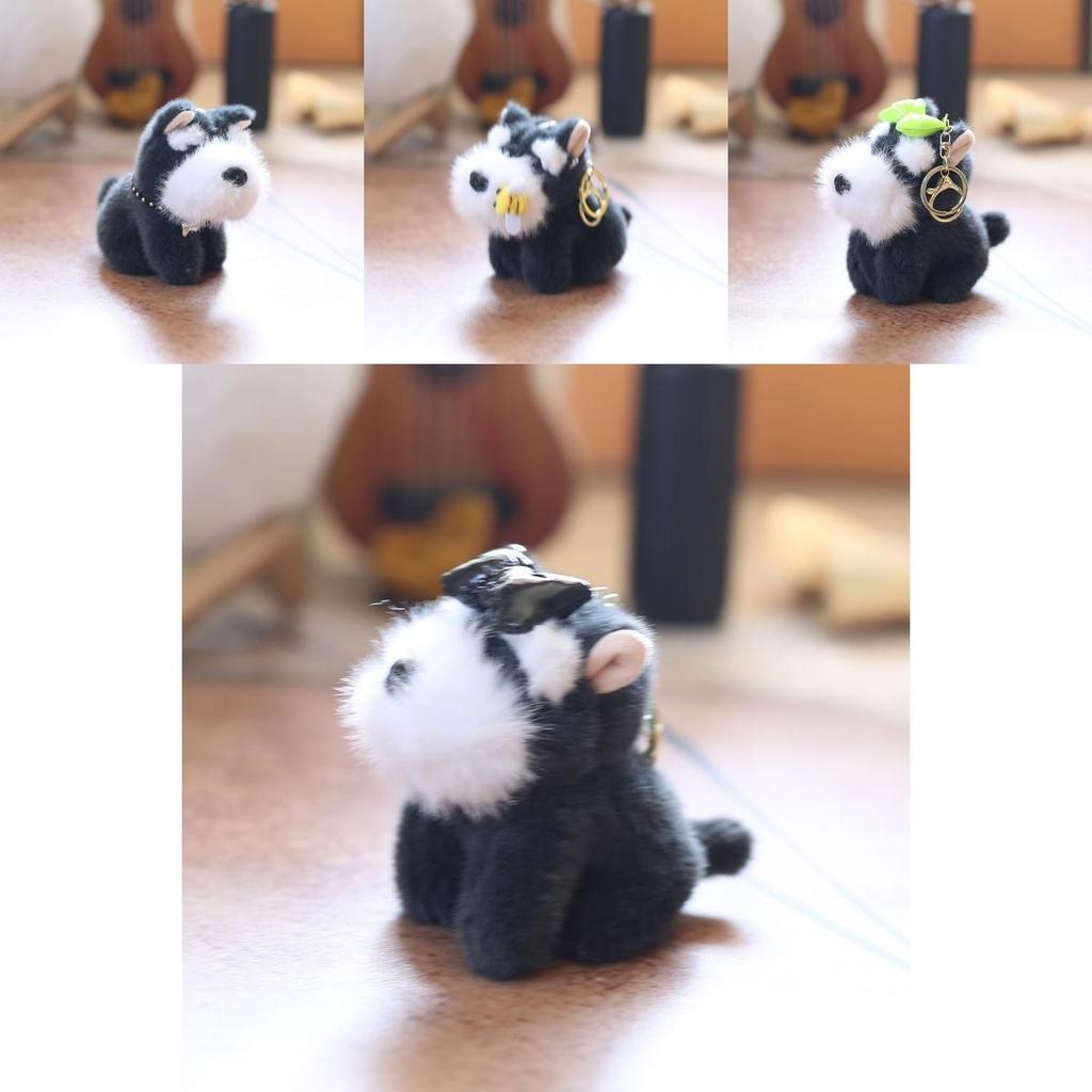 Schnauzer Stuffed Plush Keychain Super Soft Pp Cotton Bag Charm Kids Travel Decor