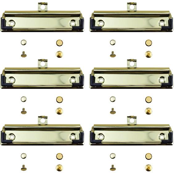 6 Pack Black Metal Clipboard Clips, 4.72" (12cm) Mountable Stainless Steel Clipboard Hardware with Rubber Grip and Hanging Hole for Document File