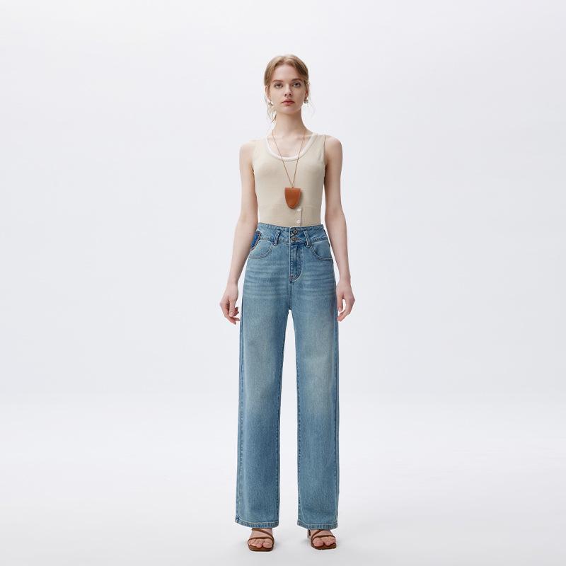 2026 High-End Korean Style Women s Summer Wide-Leg Jeans - French Luxury, High Waist, Floor-Length, Loose, Slimming, Drape Style 25