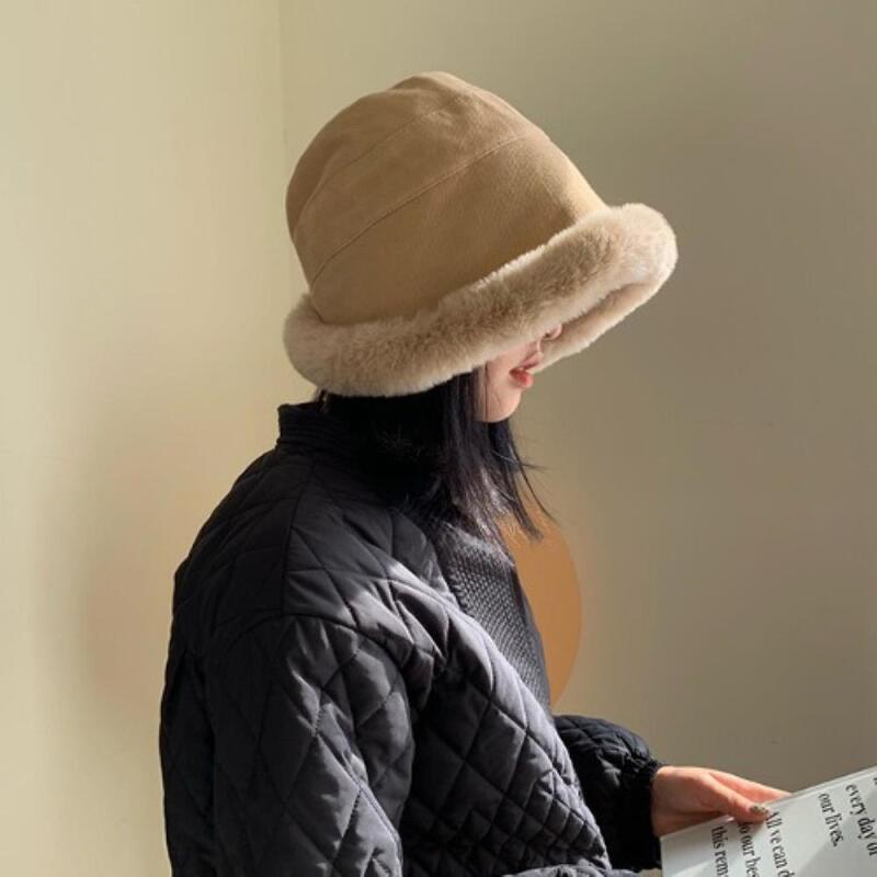 Women s Winter Lovely Golden Fur Bucket Hat Bucket Hat C7501_Beige