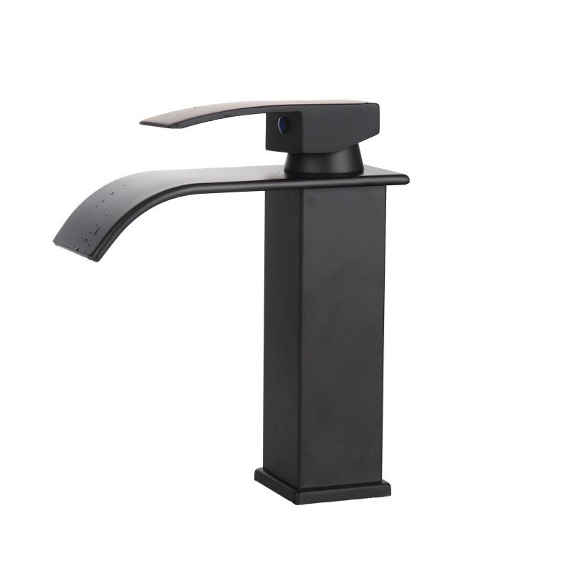 Creative Moon Curved Basin Faucet Single Hole Hot Cold Bathroom Sink Tap Artistic Vanity Basin Mixer (Multicolor,black basin faucet) разноцветный