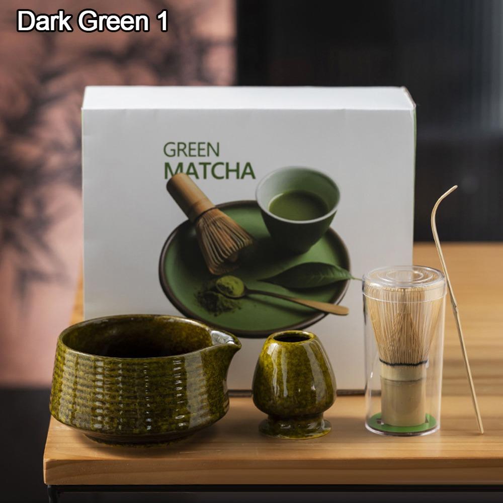 4PCS Ceramic Bamboo Japanese Matcha Tea Set Matcha Whisk Holder Reusable Matcha Whisk Set Matcha Bowl Matcha Making Kit