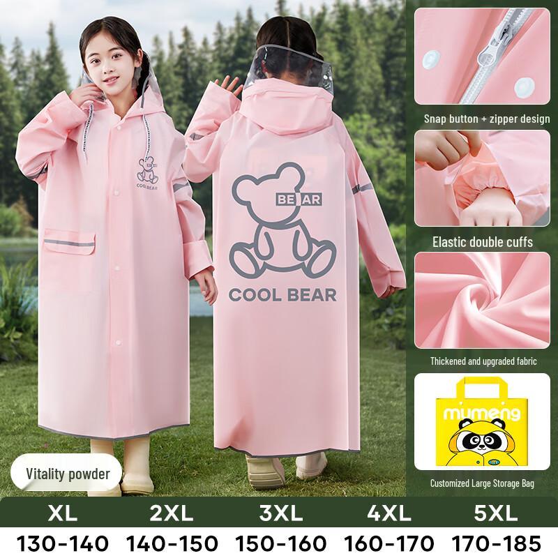 Moremerry Kids' Rain Poncho with Backpack Slot