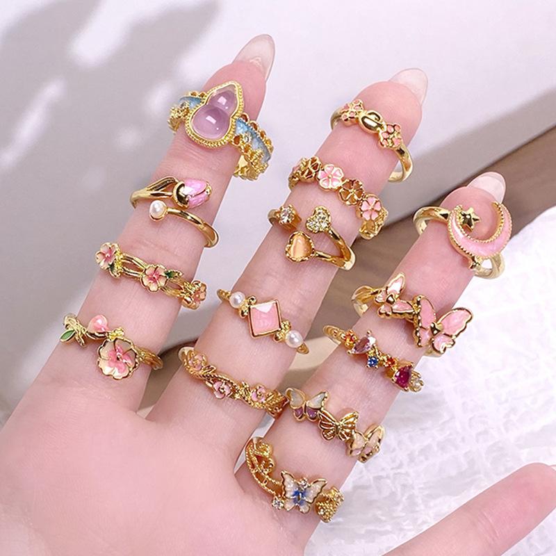 Medieval Personalized Retro Enamel Dripping Oil Inlaid Zir*****Pening Ring Niche Light Luxury High-End Ring Woman