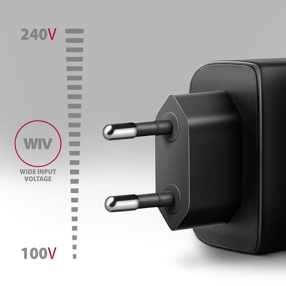 AXAGON GaN Wallcharger 2x Port (USB-A + USB-C), PD3.0/PPS/QC4+/SFC2.0/AFC/SCP/FCP/Apple, 45W | ACU-PQ45