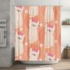 Adorable Cat Print Shower Curtain For Bathroom Decor Pink Floral Pattern High Quality Fabric Size: 72 X 84 Inches (180Cm X 210Cm