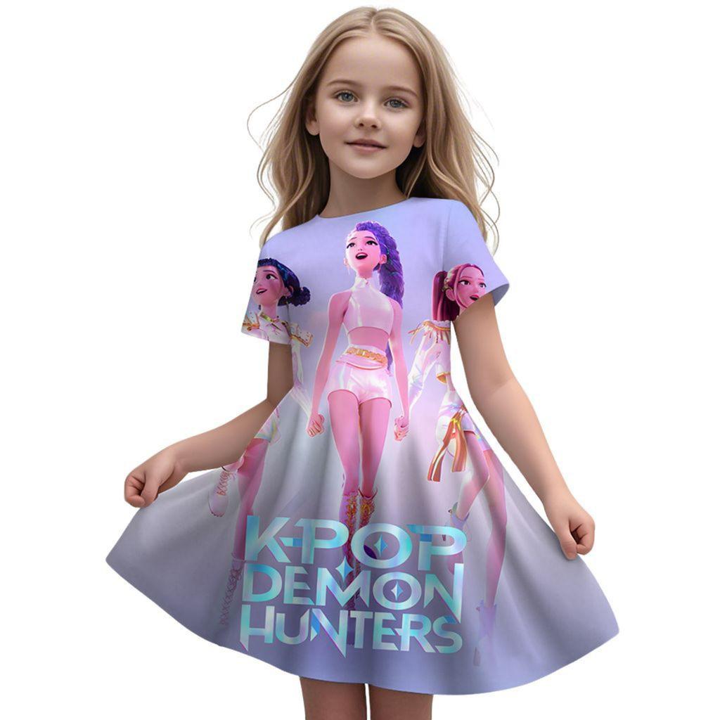 Girls Fly Sleeve Nightgown Girls Milk Silk Dresses