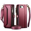 Per iPhone 17e 16e Custodia Portafoglio a Tracolla Blocco RFID Pelle PU Copertura Magnetica a Flip Porta 7 Carte Tasca con Zip Tracolla