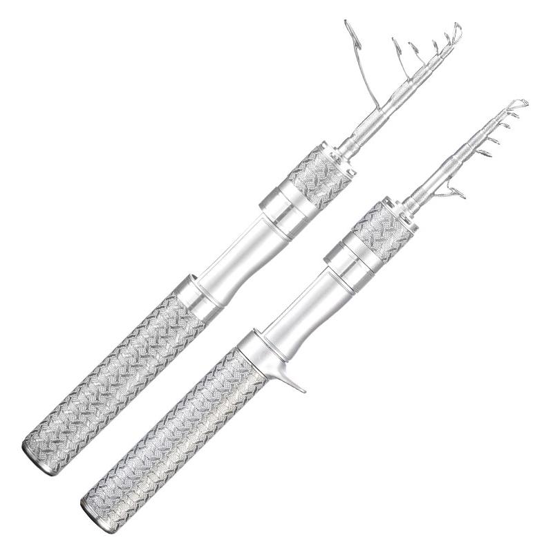 Portable Telescopic Spinning Fishing Rod Lightweight Carbon Fiber Soft Tip 31cm Ultra Short Section Mini Fishing Rod Ultra-soft Telescopic Lure Rod Straight handle 1.56m