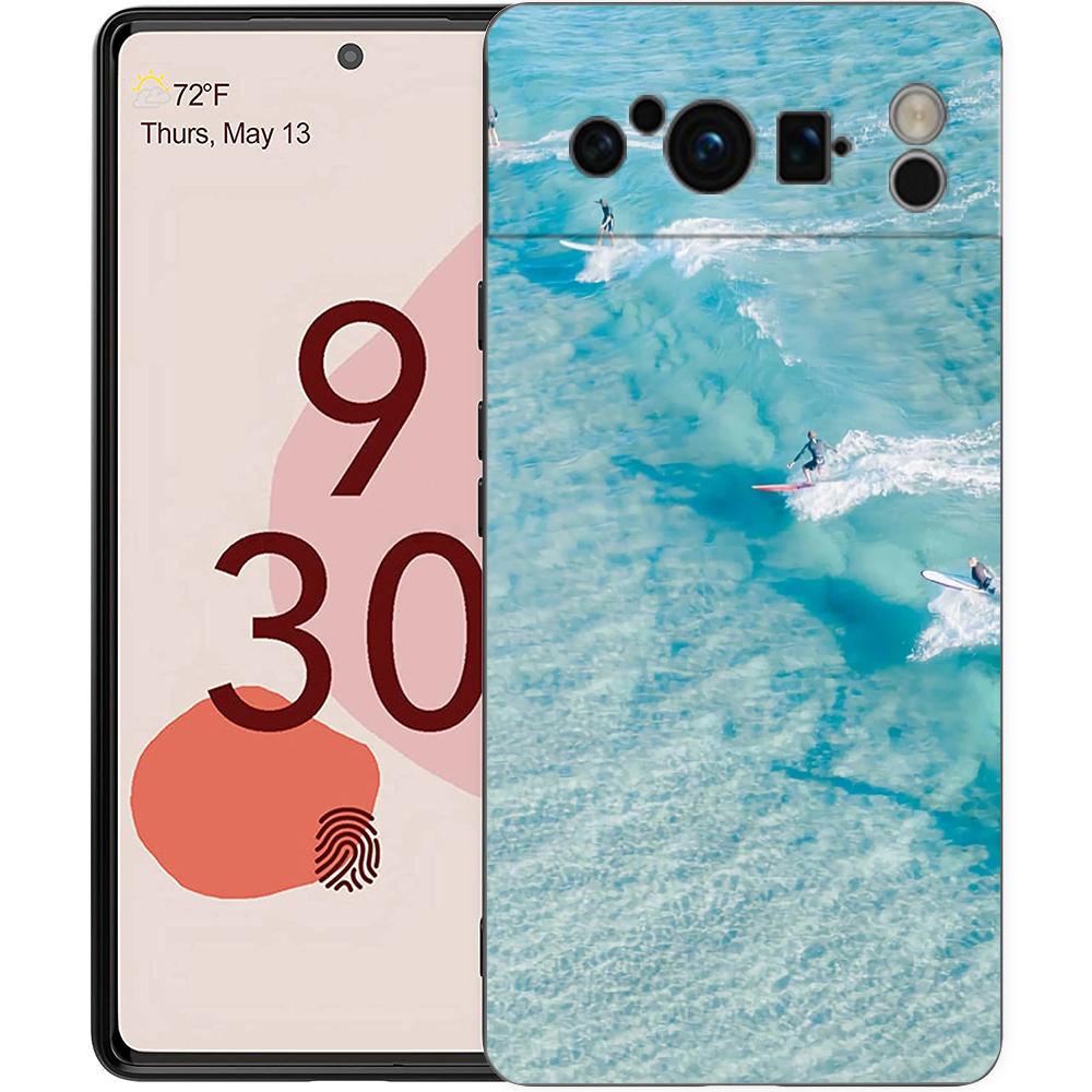 Pretty Blue Sea Fashion Phone Case For Google Pixel 10A 10 9 8 7 6 Pro XL 9A 8A 6A 7A 5G Soft Shockproof TPU Black Cover