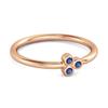 Blue Sapphire Triple Bezel Cluster Ring - 925  Sterling Silver Rose Gold Vermeil