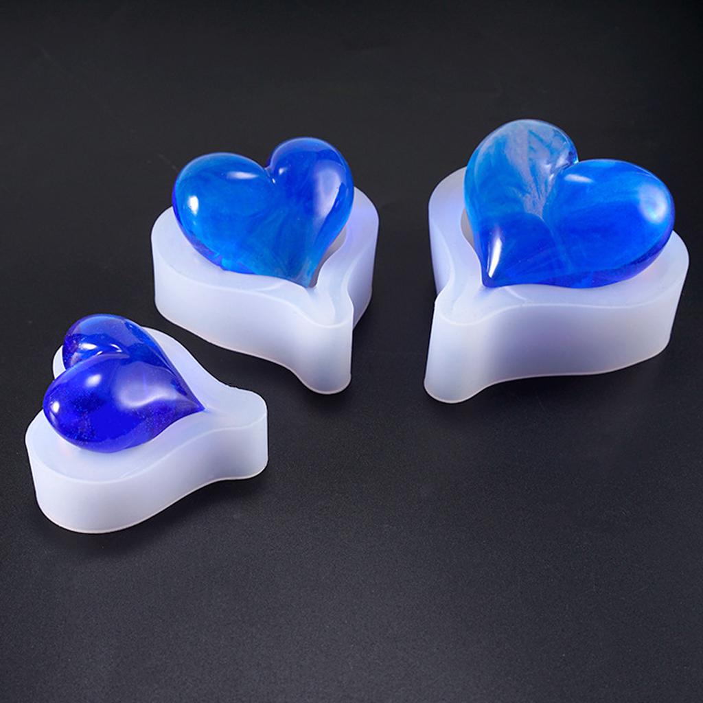 3pcs Silicone 3D Love Heart Mold for Resin Casting Jewelry Making DIY