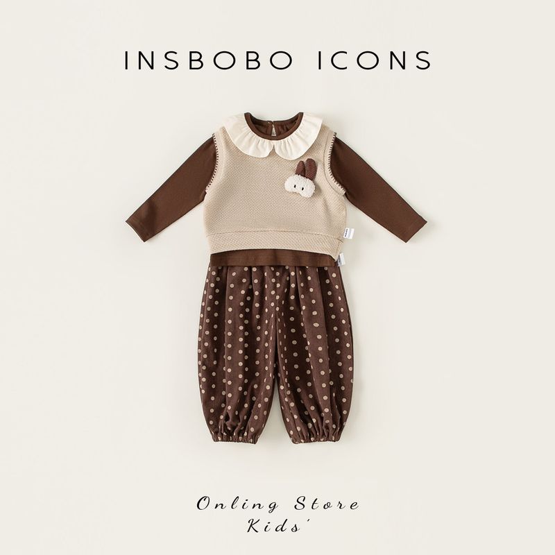 Insbobo Girls  Suit 2026 Spring New Style Baby Girl Cartoon Fashionable Clothes Girl Long-Sleeved Spring Clothes Mi Xing 100