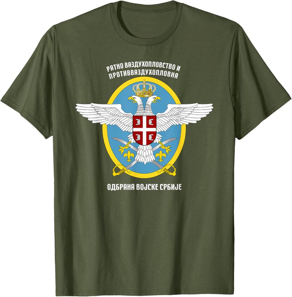 Serbian Army Air Force Serbia Flag Armed Forces Military TShirt Short Sleeve Casual  Cotton Shirt