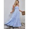 Sommer Damen Neckholder Kleid Taille gestreift Urlaubskleider Langes Kleid