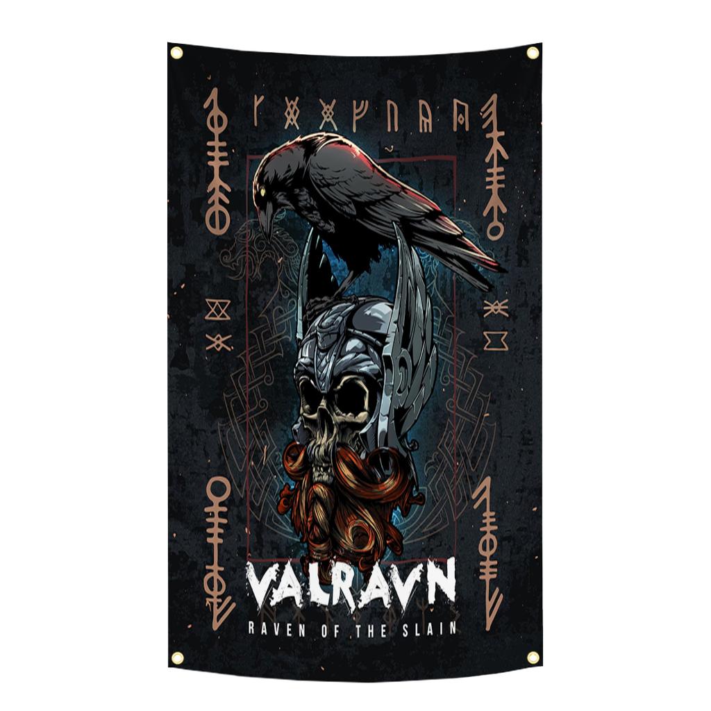 90X150Cm Norse Mythology Flag Mjolnir Yggdrasil World Tree Tapestry Polyester Digital Printing Banner Garage Wall Art Decoration