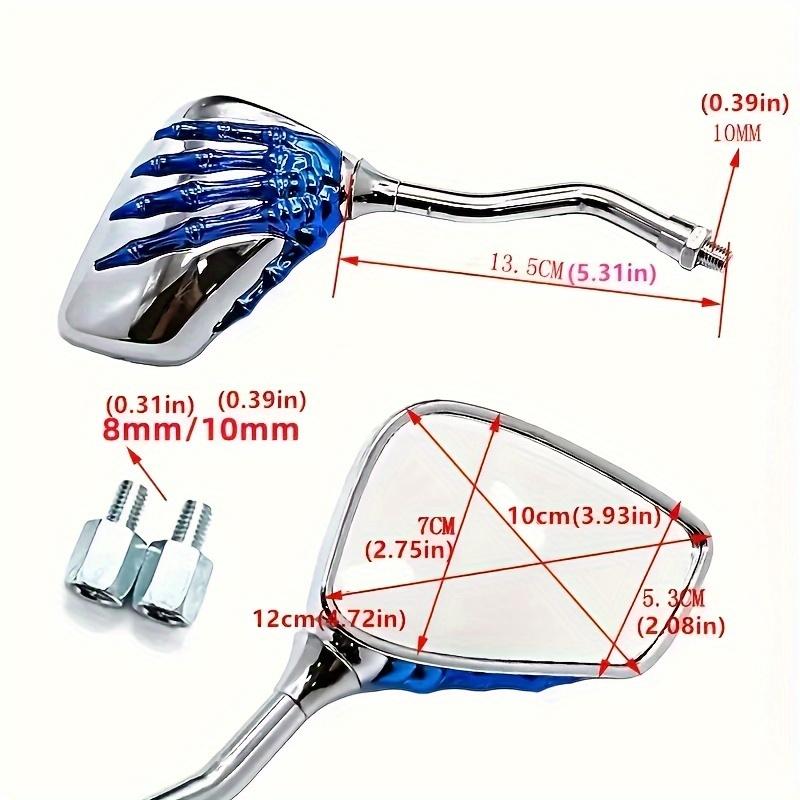 Oglinzi Laterale Retrovizoare Universale Cromate cu Mână de Schelet cu Gheară de Înaltă Definiție pentru Motocicletă, Scuter, Biciclete Electrice, ATV