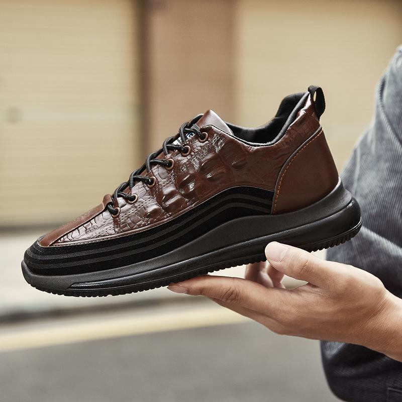 Spring Men's Versatile Crocodile Pattern Leather Sports Shoes - Breathable, Trendy, Douyin-Style
