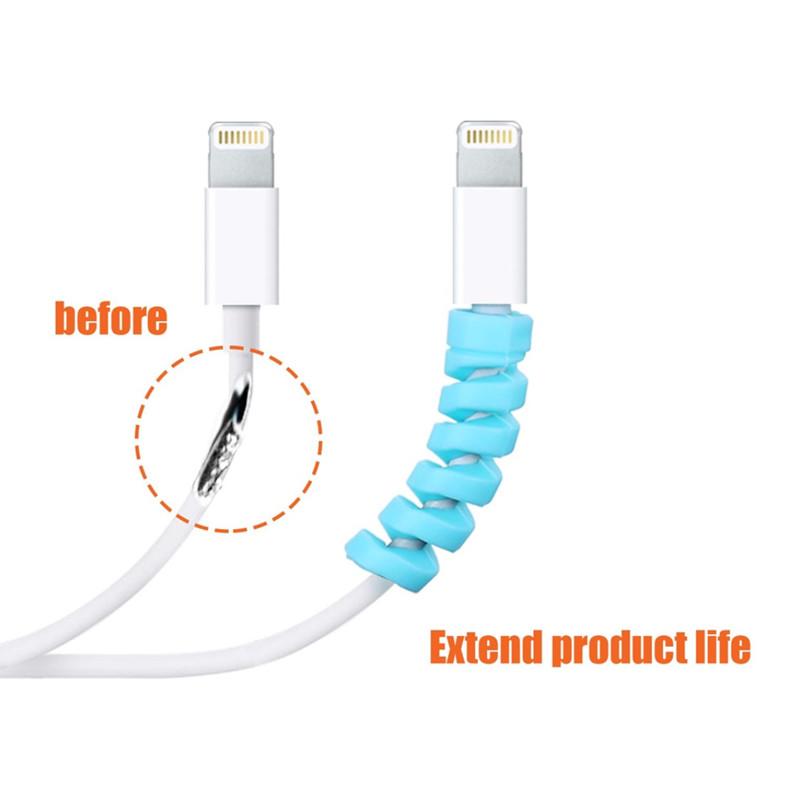 10pcs/set Spiral USB Data Charging Cable Earphone Line Cord Protector Silicone Case Cover Prevent The Phone Charging Cable From Breaking