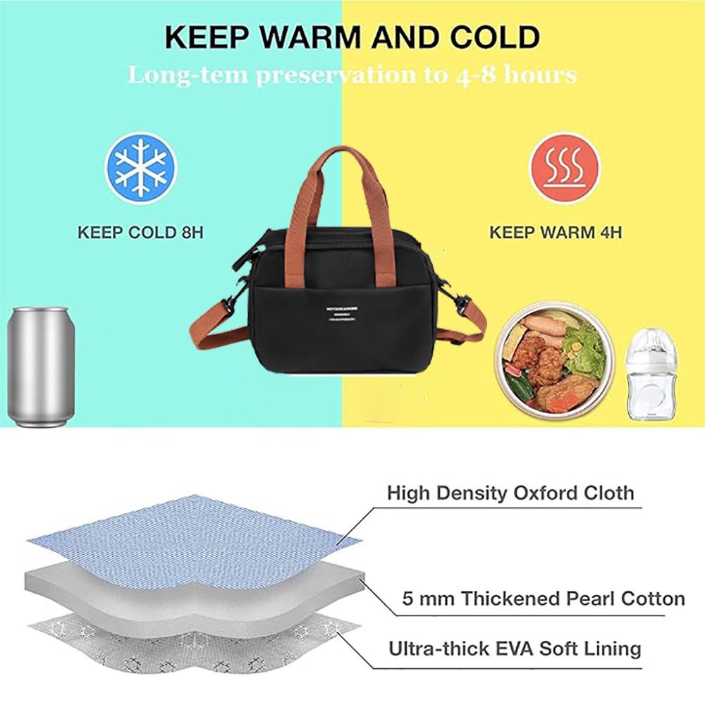 Portable lunch bag, suitable for hand-carrying or cross-body carrying, ideal for use in offices, schools, and camping.zwq
