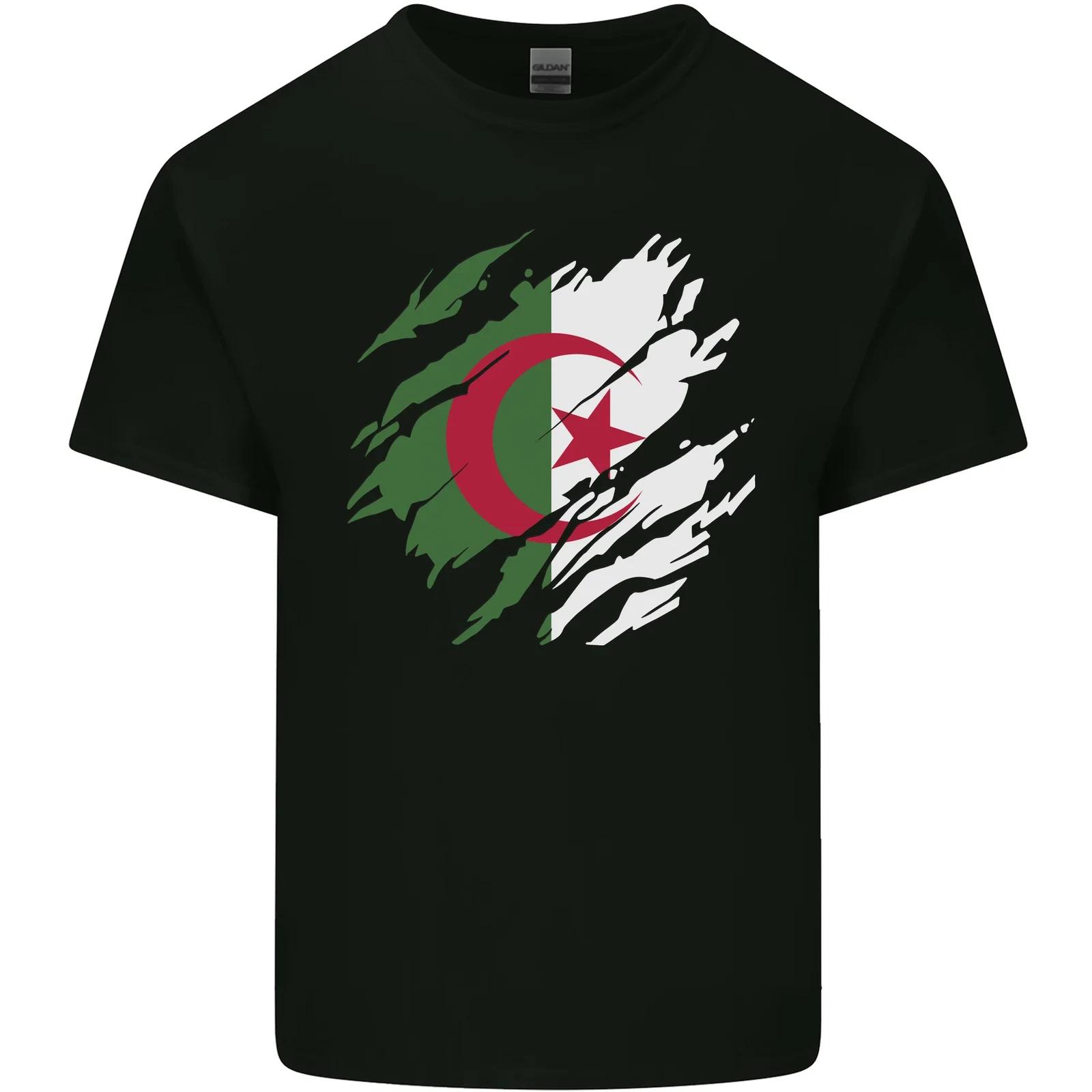 Torn Algeria Flag Algerian Day Football Kids T-Shirt Childrens L