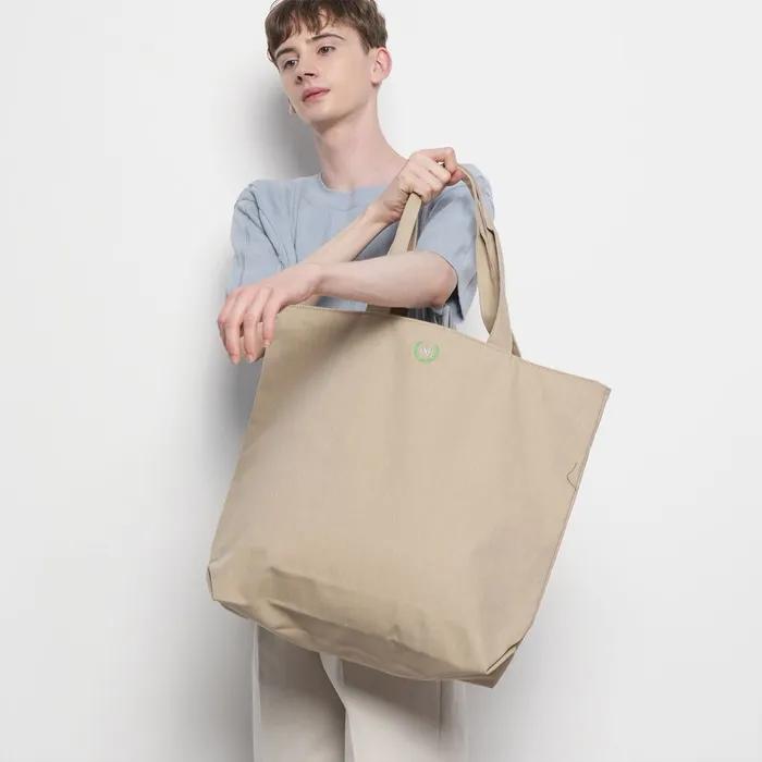 Unisex Canvas Square Big Tote Bag Beige