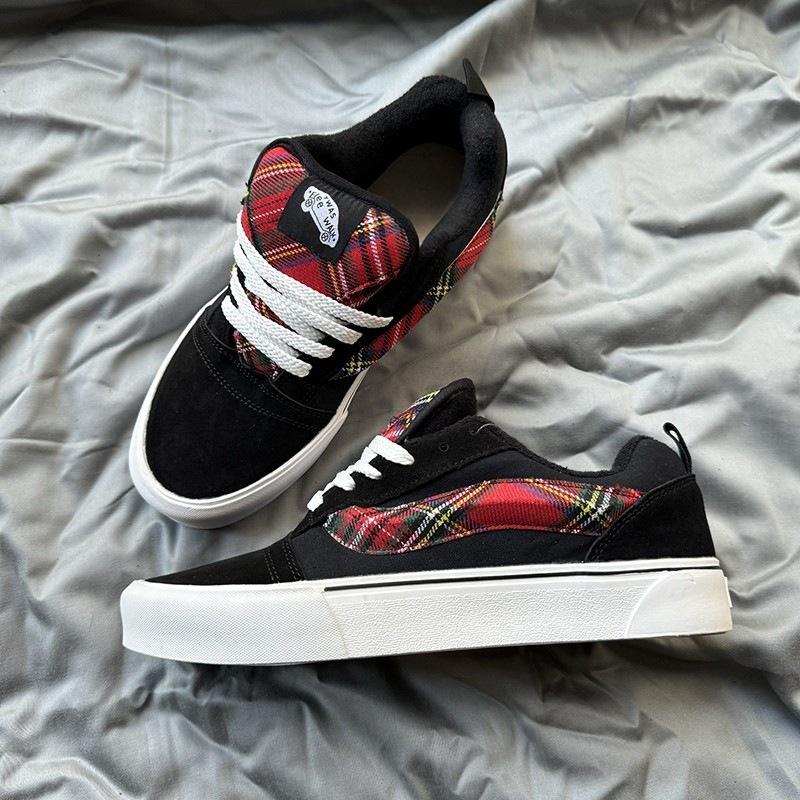 מסיבת סטודנטים אישיות שחור לבן סגול נעלי לחם יוקרתי ענף רטרו אמריקאי צבע מנוגד נמוכות יומיומיות נעלי סקייטבורד