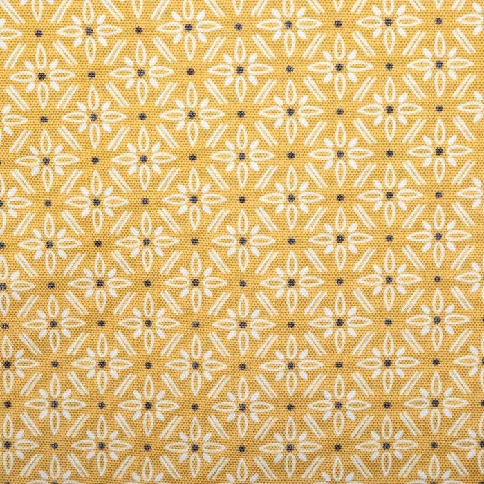 Nappe rectangulaire - Imprimée floral géométrique - 140 x 240 cm - Jaune moutarde et blanc - Anti-tache