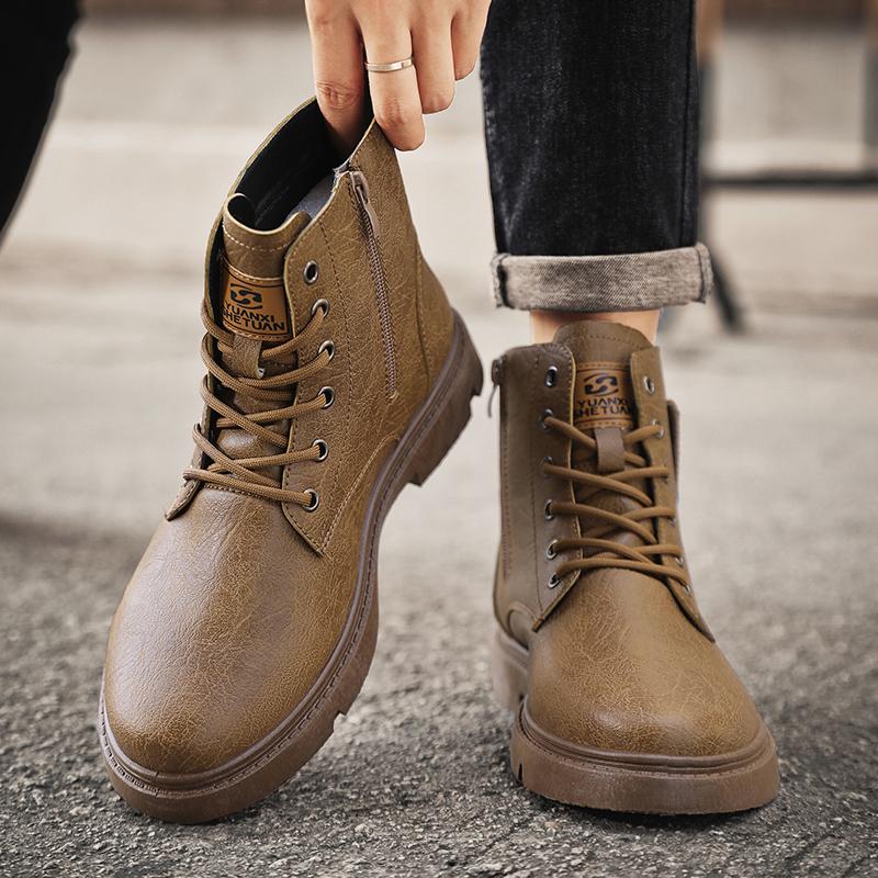Men's Soft Soled Four Season Anti Slip Comfortable High Cut Boots Men's Thick Soled Comfortable Outdoor Travel Shoes