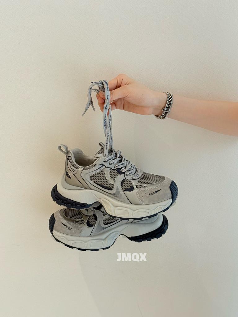 European leather dad shoes women's 2025 autumn and winter new breathable casual shoes versatile non-slip platform sports shoes tide