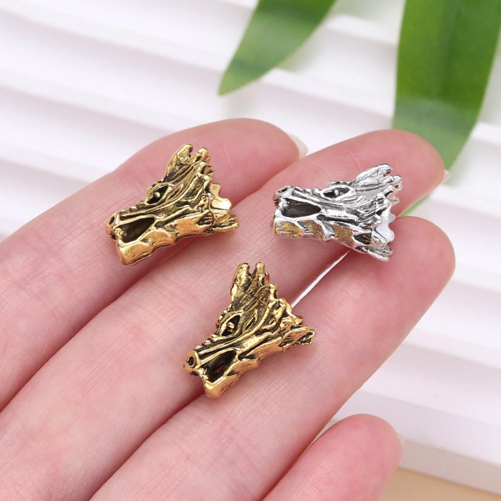 10 pezzi/lotto Perline Testa di Drago Perline Distanziatrici Antiche Per la Creazione di Gioielli Braccialetti con Perline Accessori Fai-da-te Componenti