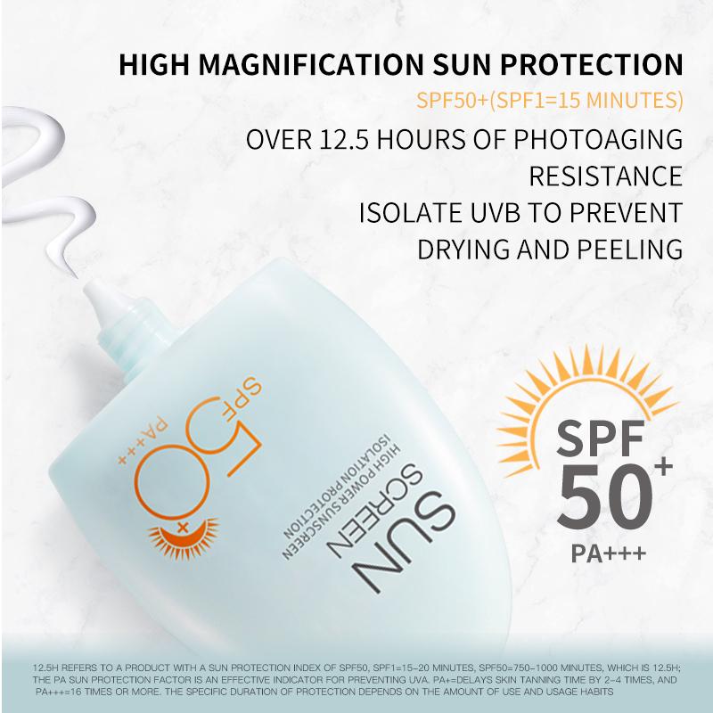 MERCILEN Sunscreen 50g UV Protection Refreshing Waterproof and Sweatproof Whole Body Isolation Sunscreen Lotion SPF 50+