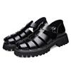 Men's Retro Leather Slip-On Sandals - Cool, Breathable, Lightweight Shoes with Thick Sole & Buckle