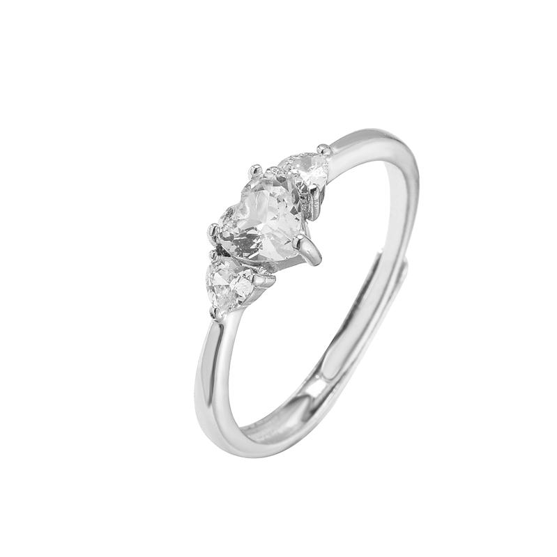 

HECHENG,Love Heart Ring,Creative Sweet Heart Rings for Women, Geometric Zircon Cooper Open Ring Vintage 18k gold plated Zircon