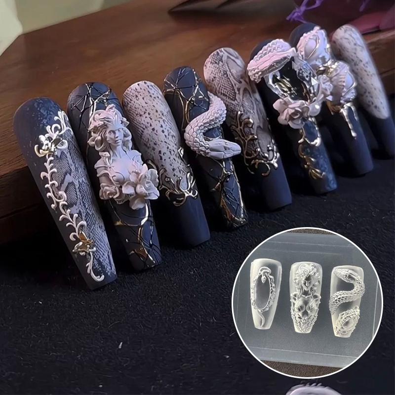 

1 шт. силиконовая форма для ногтей Красивые женщины змея 3D рельеф шаблон для ногтей украшения для нейл-арта инструмент для маникюра one size