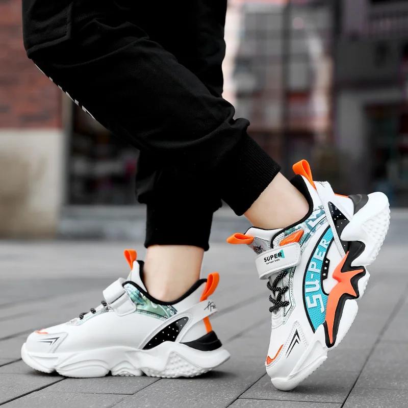 Sport Kids Leather Sneakers Four Season Boys Casual Shoes Non Slip Children Fashion School Walking Running Shoes Size 28-39