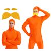 Oranje Kostuum, Unisex Oranje Volledig Lichaamspak Met Nep Snor En Wenkbrauw, Ideaal Voor Feest, Carnaval, Halloween
