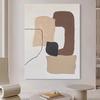 Large Beige Brown Abstract Boho Textured Handmade Canvas Painting  Modern Home Wall Art Decor