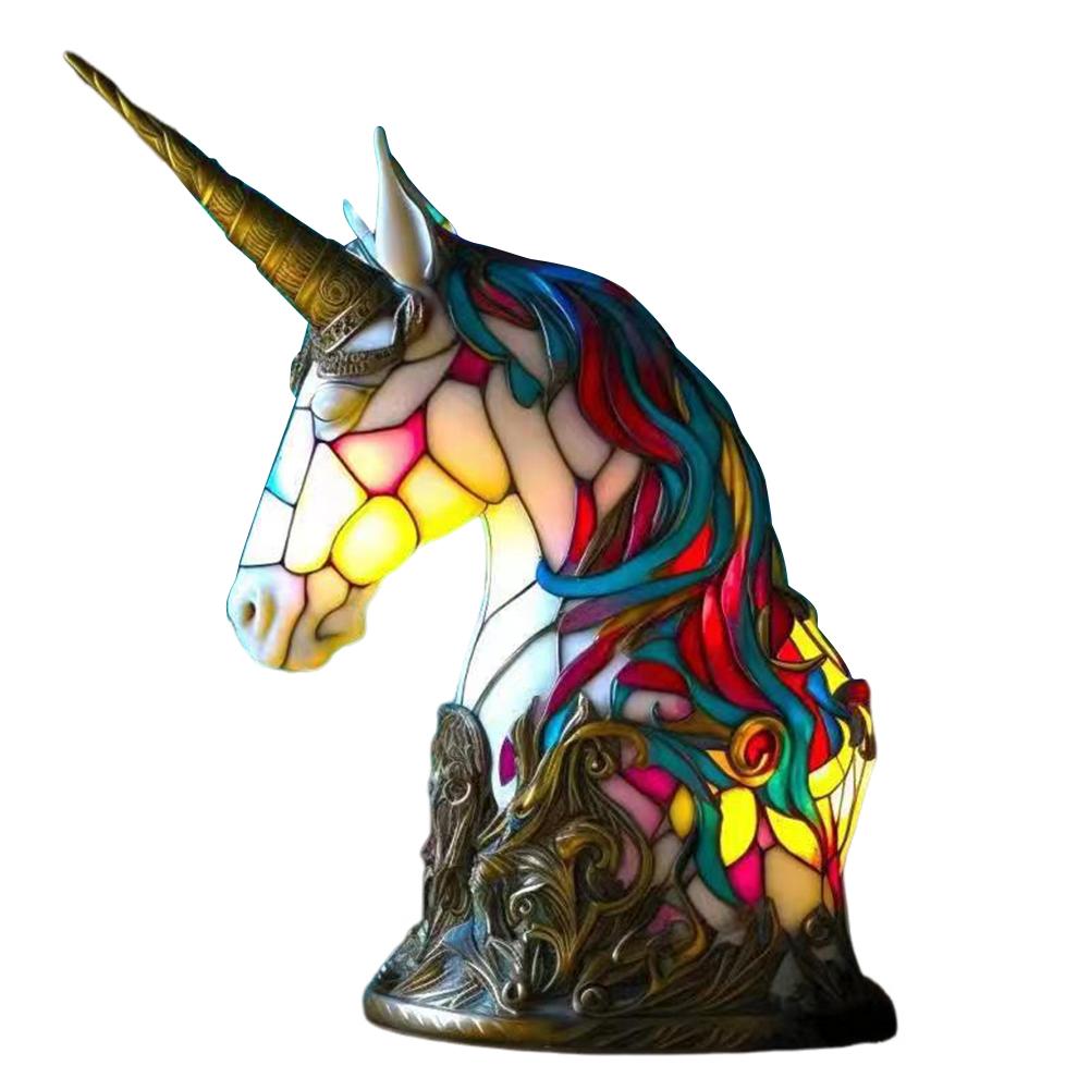 Animal Table Lamp Creative Stained Resin Glass Animal Sculpture Night Light For Living Room Bedroom Home Decoration