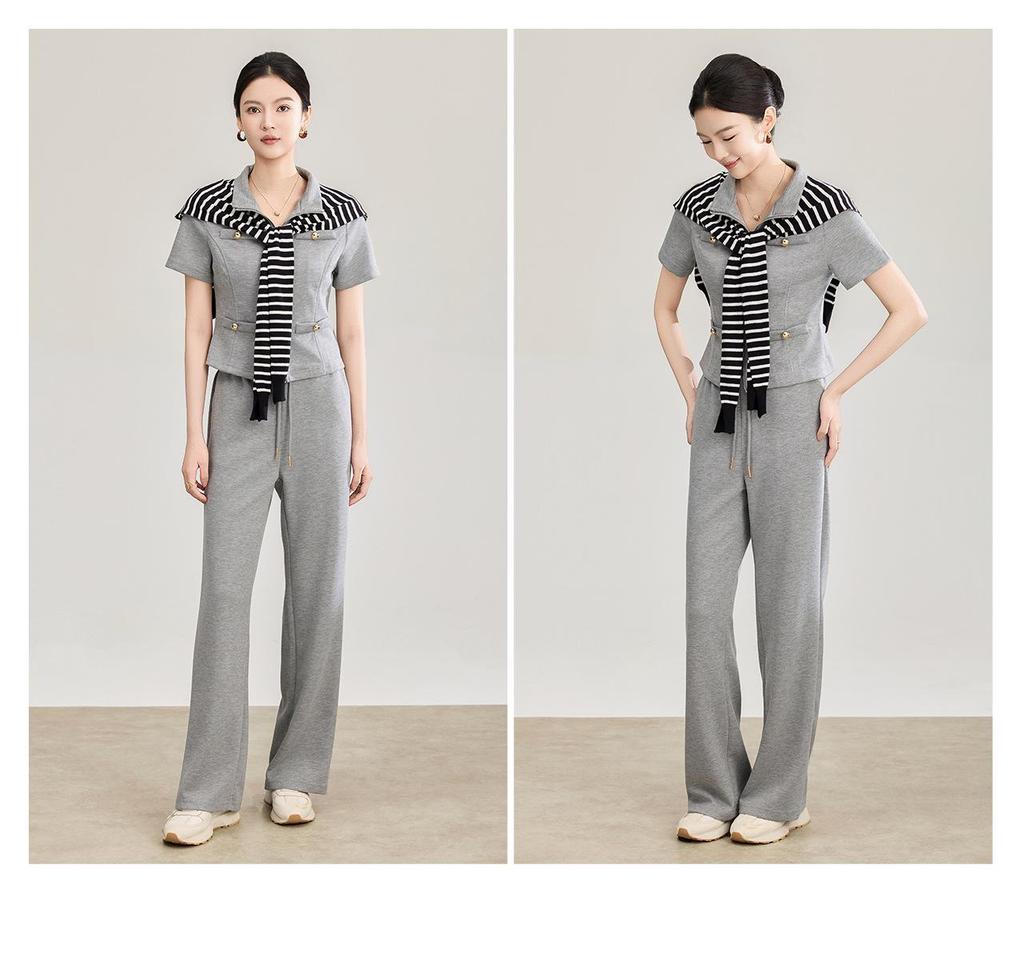 Elegant Beaded Neck Tencel Linen Vest & Wide-Leg Pants Set for Women - Spring Collection