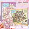 3D Scene Building Sticker Book PET Waterproof Portable Stickers for Travel DIY Scrapbook Phone Case Laptop Decor