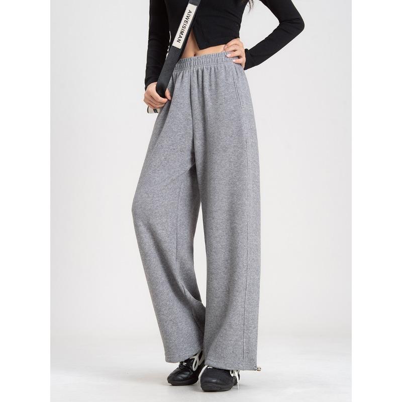 Soft Waxy Cashmere Straight-leg Pants, High Waist Thickened In Autumn and Winter, Loose and Thin, Drape Sports Bundle Casual Pants 2