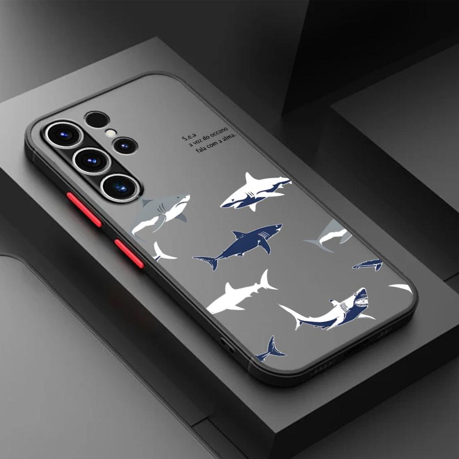 Case for Samsung Galaxy S25 Ultra S22 S24 Plus Note 20 Ultra 10+ S23 FE S26 S21 S20 FE Funda Back Phone Cover Cartoon Shark