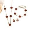 18K Gold Luxury Titanium Steel Shell Flower Jewelry Set: Bracelet, Necklace & Stud Earrings for Women