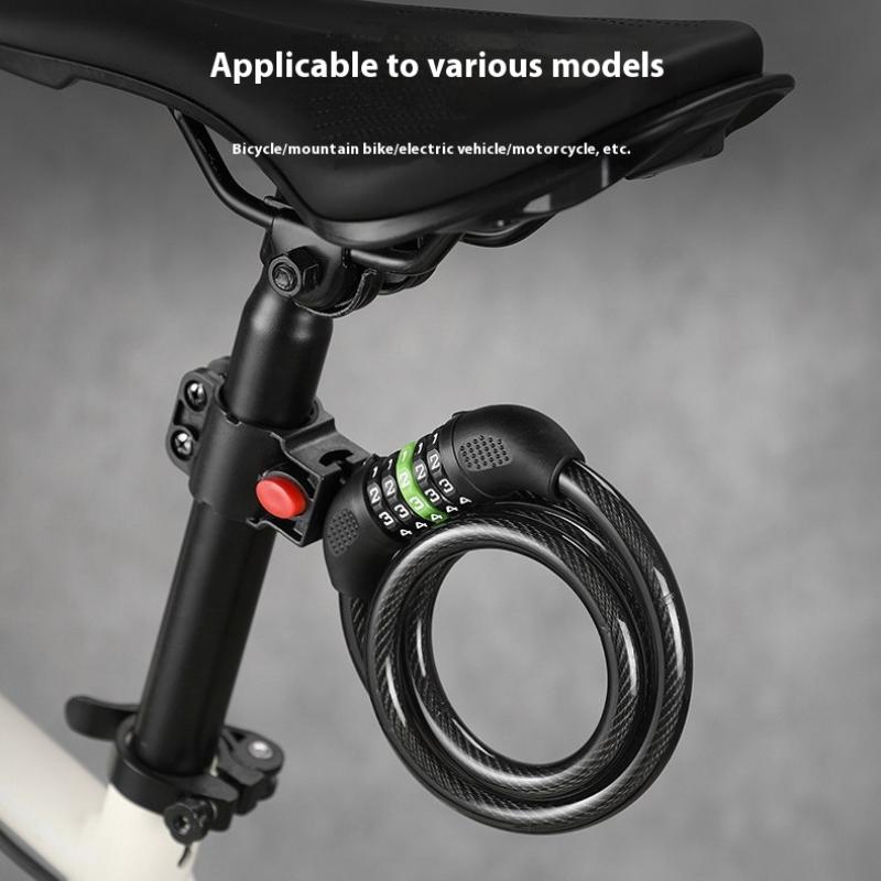 Combination Bicycle Cable Lock-5-Digit Winding Security Reset Cable Lock Bicycle Padlock Anti-Theft Accessories