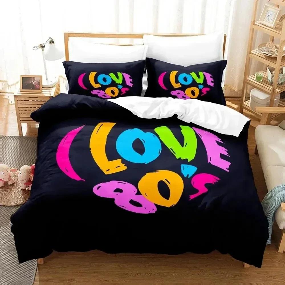 TV Series I Love The 80s Logo Bedding Set Duvet Cover Soft Quilt Cover Pillowcase Comforter King Queen Size For Boys Adult Size